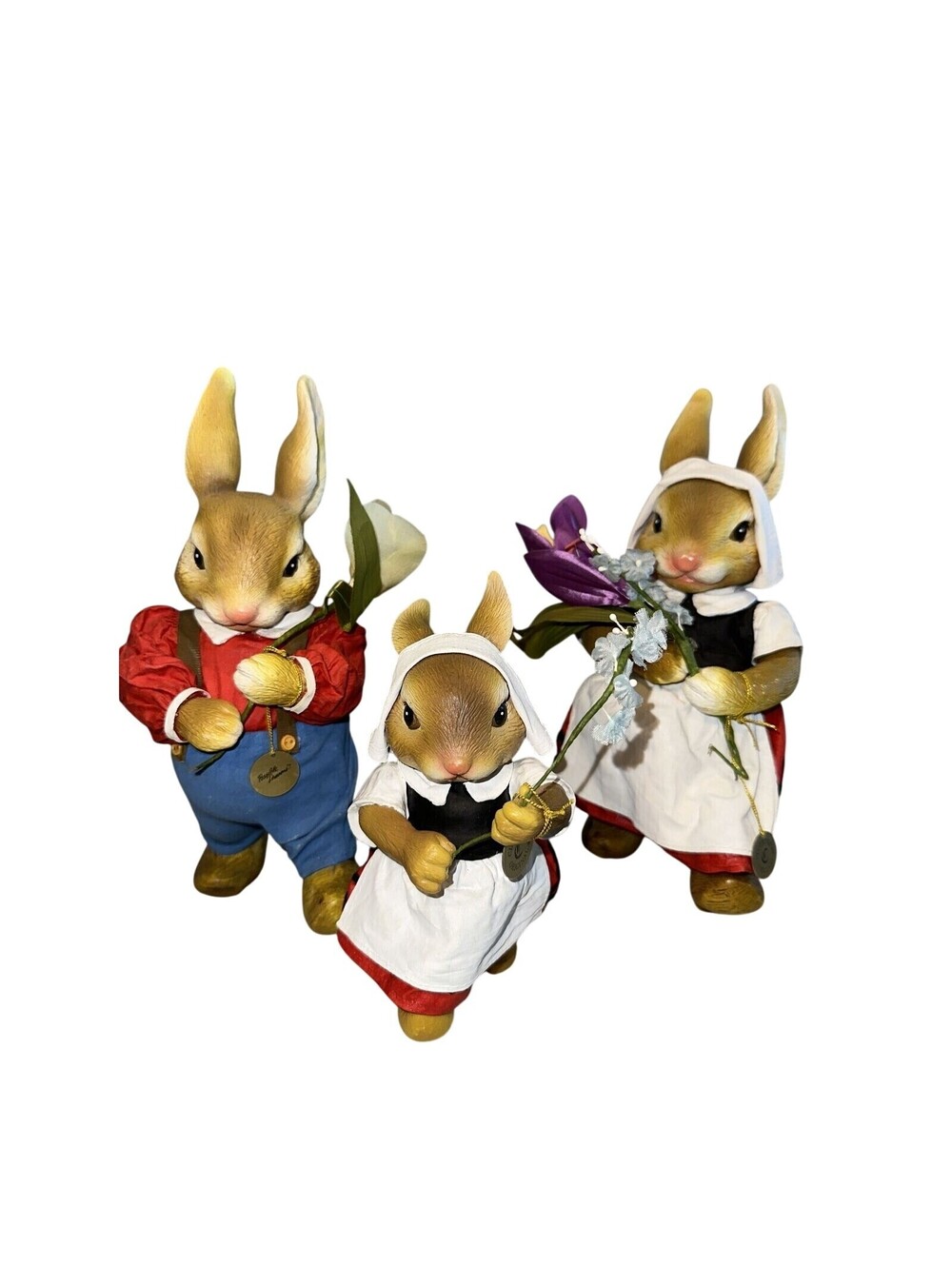 3 Easter Bunny Figurines Rabbit Family Set Farmhouse Farm Country Amish Decor